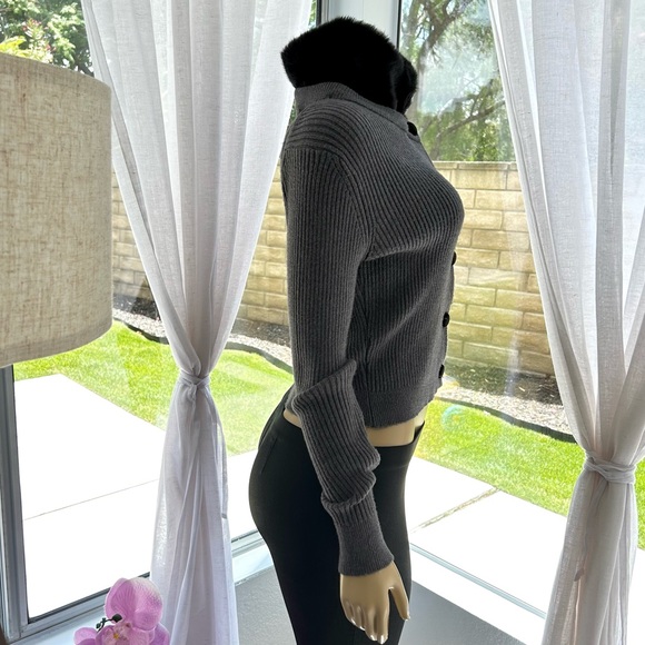 ZARA Gray Detachable Neck Sweater Top Ribbed Cardigan Size M Medium - Picture 4 of 9